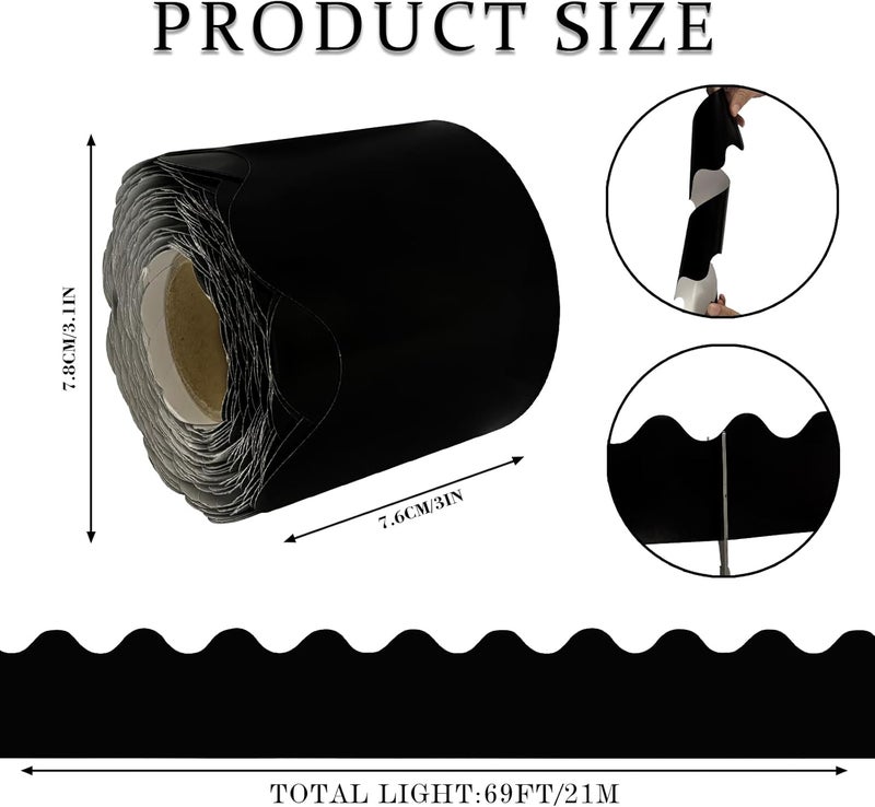 YCDMLJC 69Feet Bulletin Board Borders,Classroom Decor,Suitable for Poster Boards,Whiteboard,Wall Decoration,Party,Decoration with Classroom Border Panels(Black) - Image 2